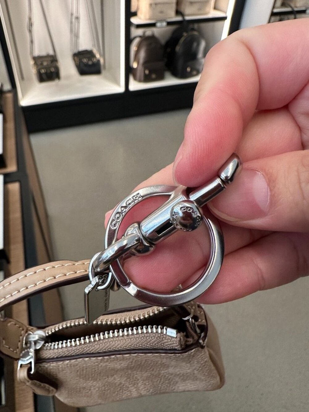 NWT! Coach CX067 Mini Nolita Bag Charm In Signature Chambray Silver/Sand - Picture 5 of 7